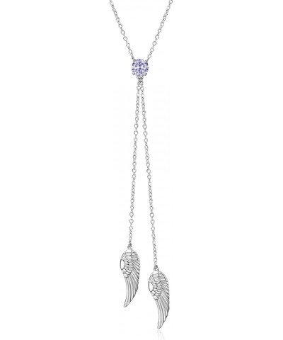 925 Sterling Silver Angel Wing Necklaces for Women Zirconia Guardian Birthstone Necklace Jewelry Angel Wing Tassel Pendant Y ...