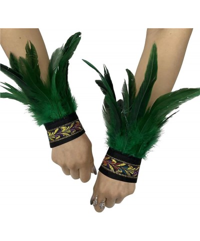 2PCS Feather Bracelets Wrist Band Feather Plume Wrist Strap Ethnic Style Bracelet Feather Wrist Arm Decorative for Halloween ...