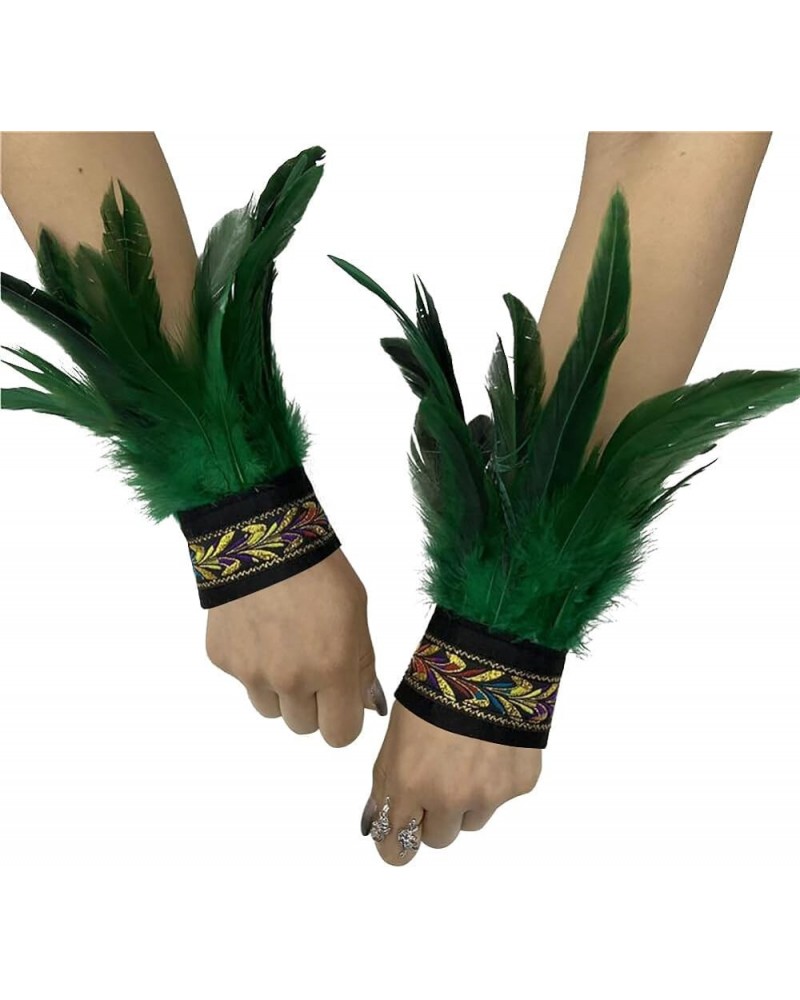 2PCS Feather Bracelets Wrist Band Feather Plume Wrist Strap Ethnic Style Bracelet Feather Wrist Arm Decorative for Halloween ...