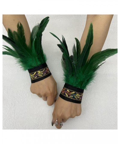 2PCS Feather Bracelets Wrist Band Feather Plume Wrist Strap Ethnic Style Bracelet Feather Wrist Arm Decorative for Halloween ...