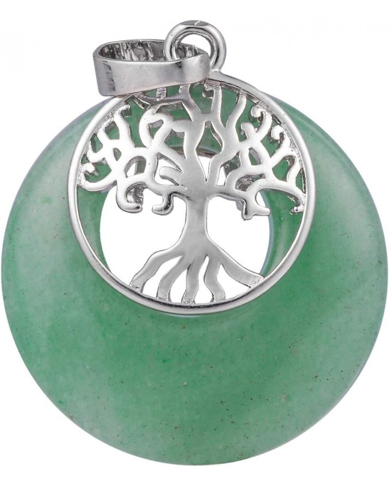 Lucky Coin Stone Tree of Life Necklace for Women Men, Handmade Healing Crystal Amulet Pendant with Chain for Unisex Green $8....