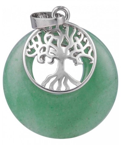 Lucky Coin Stone Tree of Life Necklace for Women Men, Handmade Healing Crystal Amulet Pendant with Chain for Unisex Green $8....