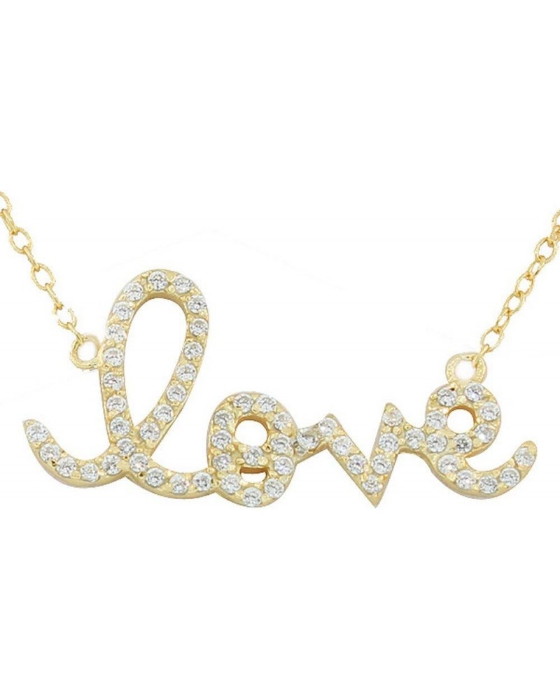 925 Sterling Silver Love Heart Charm White CZ Pendant Necklace Yellow $16.10 Necklaces