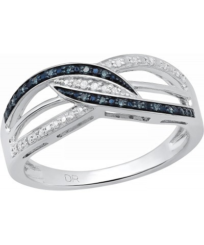 0.20 Carat (ctw) Blue & White Diamond Swirl Crossover Ring for Women in 925 Sterling Silver 9 $51.12 Rings