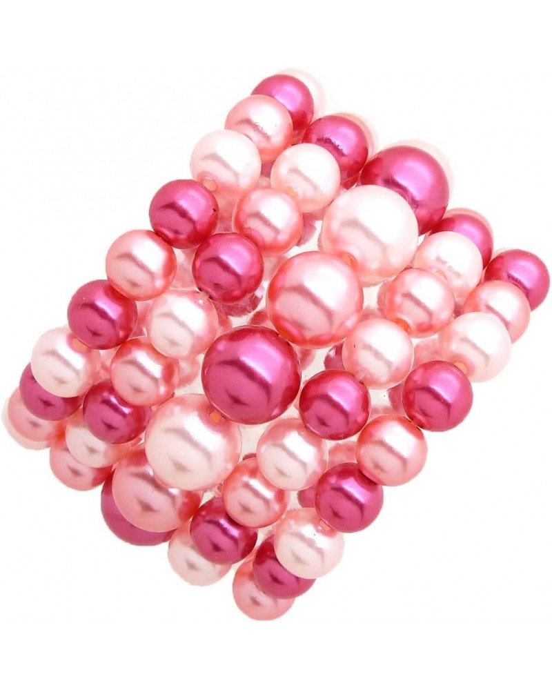 Women's Simulated Pearl Stretch Bracelet 5 PCS Set Pink Mix $8.63 Bracelets