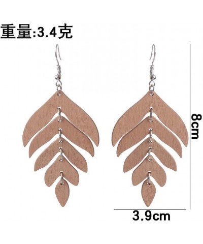 Nature Wooden Leaf Drop Dangle Earrings Wood Palm Leaves for Women Girls Handmade Lightweight Bohemian Summer Tropical Plant ...