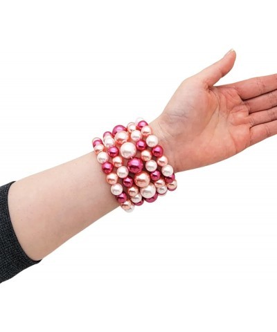 Women's Simulated Pearl Stretch Bracelet 5 PCS Set Pink Mix $8.63 Bracelets