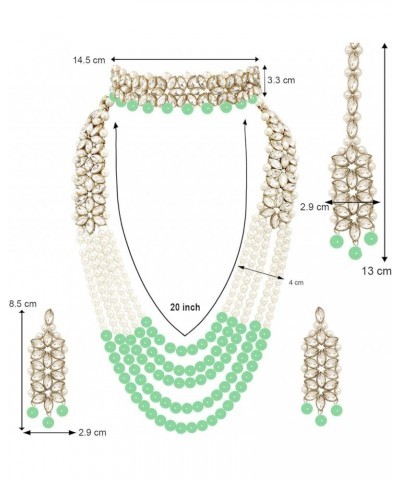 Necklace Set Pearl Polki AD CZ Multi-Stones Fashionable Gold Plated Jewelry for Women & Girls Mint Green(2N) $14.70 Jewelry Sets