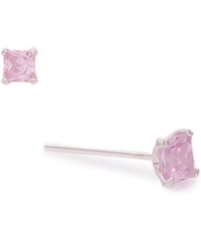 925 Sterling Silver Straght L Bend Nose Stud Ring 2mm Square CZ 22G CHOOSE YOUR COLOR Pink $8.83 Body Jewelry