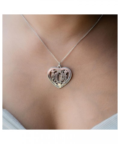 Big Lovie Dovie Personalized Heart Name Necklace. Customize the Three Initial Monogram and Names surrounding it. Choice of 92...