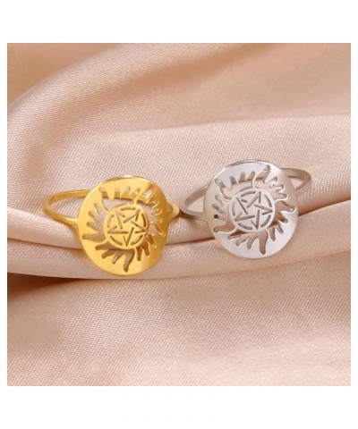 Pentagram Ring Pentacle Rings Witches Wicca Rings Halloween Rings For Women Halloween Party Jewelry Silver Pentagram Sun $7.7...