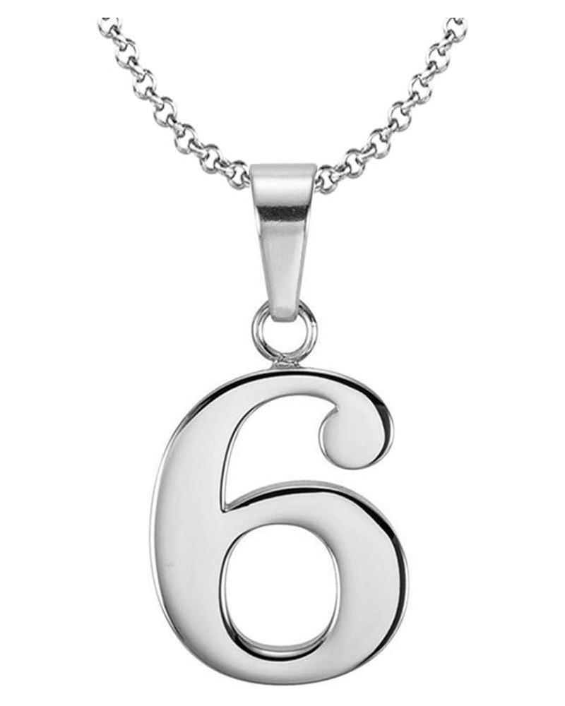 925 Sterling Silver Number 0-9 Charms Pendant Necklace with Chain Six $12.60 Necklaces