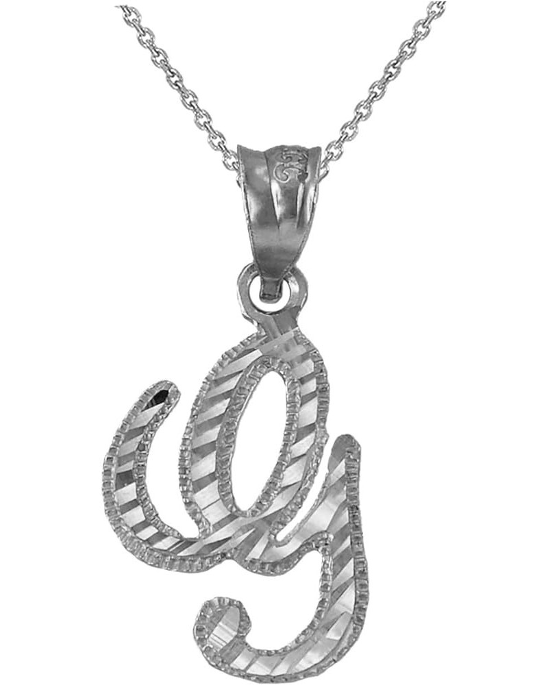 Sterling Silver Sparkle-Cut Letter Initial Script Necklace 18.0 Inches Letter G $20.67 Necklaces