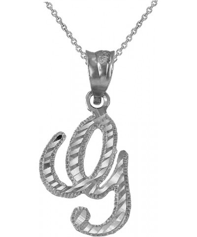 Sterling Silver Sparkle-Cut Letter Initial Script Necklace 18.0 Inches Letter G $20.67 Necklaces