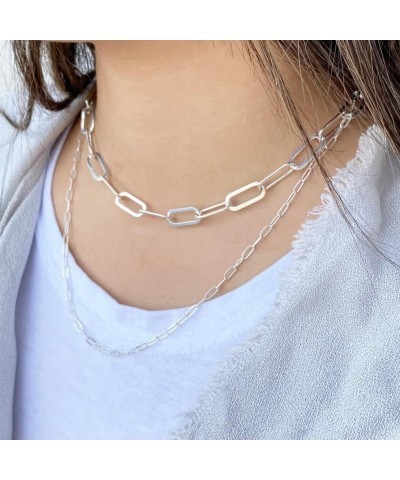 Silver/14K Gold Paperclip Chain for Women with 925 Sterling Silver Lobster Clasp 3mm4mm5mm6mm7mm Paperclip Necklace for Women...