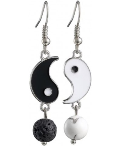 Enamel Black White Yin Yang Dangle Earrings for Women Girls Jewelry Silver Tai Chi Yin Yang Long Match Drop Earrings $7.60 Ea...