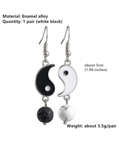 Enamel Black White Yin Yang Dangle Earrings for Women Girls Jewelry Silver Tai Chi Yin Yang Long Match Drop Earrings $7.60 Ea...