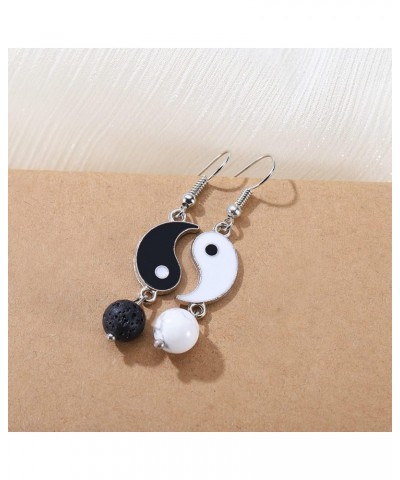 Enamel Black White Yin Yang Dangle Earrings for Women Girls Jewelry Silver Tai Chi Yin Yang Long Match Drop Earrings $7.60 Ea...