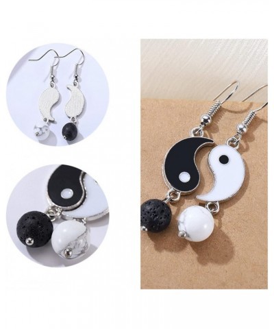 Enamel Black White Yin Yang Dangle Earrings for Women Girls Jewelry Silver Tai Chi Yin Yang Long Match Drop Earrings $7.60 Ea...