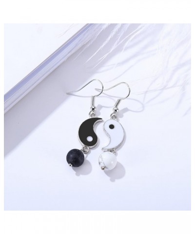 Enamel Black White Yin Yang Dangle Earrings for Women Girls Jewelry Silver Tai Chi Yin Yang Long Match Drop Earrings $7.60 Ea...