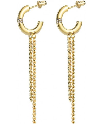 14K Gold Plated 925 Sterling Silver Dangle Earrings in White Gold and Yellow Gold Mini Gold Drop Earrings for Women E0545 $12...