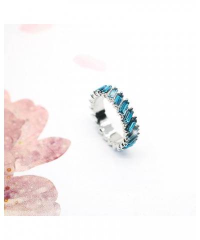 Rainbow Baguette Crystal Band Ring Anniversary Eternity Cubic Zirconia Ring Elegant Wedding Cocktail Rings Fashion Luxury Jew...