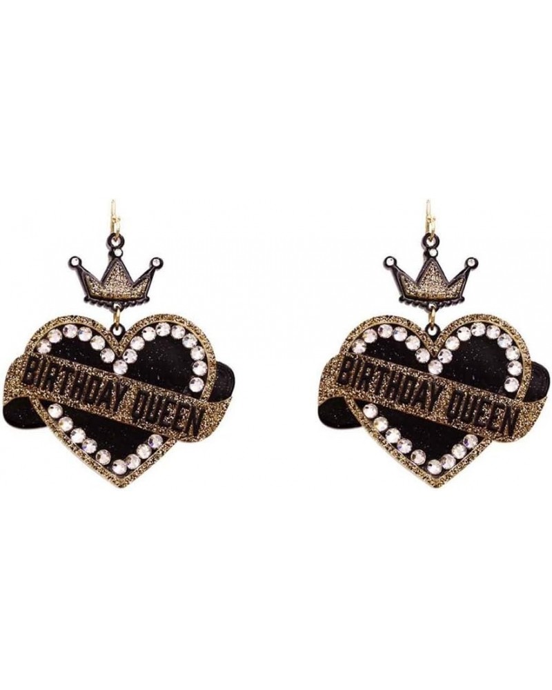 Birthday inspired Earrings – Rhinestone, Fashion, Cute, Colorful, Glitter Birthday Queen/Black $11.40 Earrings