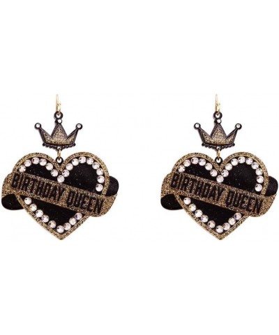 Birthday inspired Earrings – Rhinestone, Fashion, Cute, Colorful, Glitter Birthday Queen/Black $11.40 Earrings