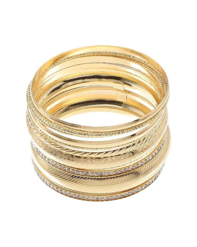 Boho Indian Multi Golden Bangle Bracelet Set for Women Punk Chunky Multipacks Layered Bracelet Jewelry(bl003564) Style C $9.7...