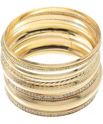 Boho Indian Multi Golden Bangle Bracelet Set for Women Punk Chunky Multipacks Layered Bracelet Jewelry(bl003564) Style C $9.7...