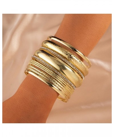 Boho Indian Multi Golden Bangle Bracelet Set for Women Punk Chunky Multipacks Layered Bracelet Jewelry(bl003564) Style C $9.7...