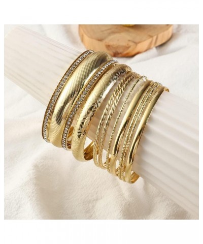 Boho Indian Multi Golden Bangle Bracelet Set for Women Punk Chunky Multipacks Layered Bracelet Jewelry(bl003564) Style C $9.7...