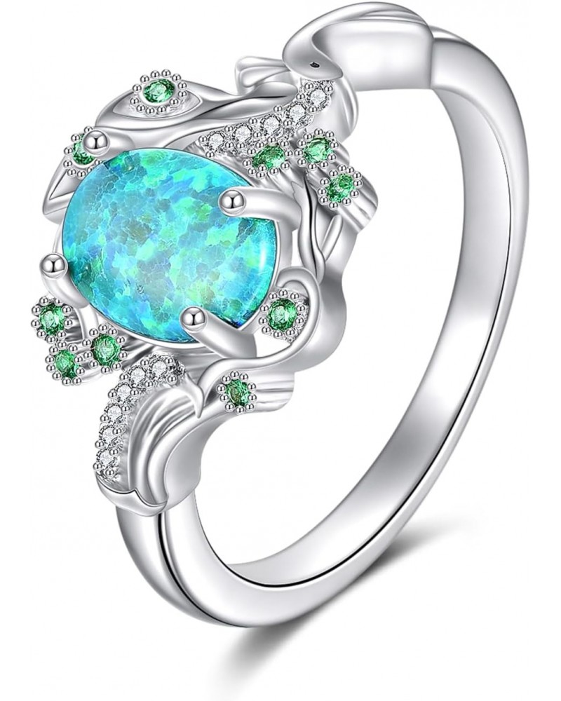 Opal Rings for Women Sterling Silver Rearl Opal Engagement Ring Phoenix Jewelry Gift for Girls $22.41 Rings