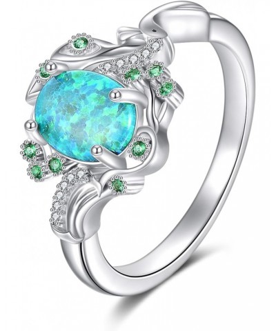 Opal Rings for Women Sterling Silver Rearl Opal Engagement Ring Phoenix Jewelry Gift for Girls $22.41 Rings