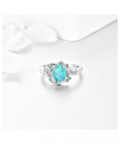 Opal Rings for Women Sterling Silver Rearl Opal Engagement Ring Phoenix Jewelry Gift for Girls $22.41 Rings