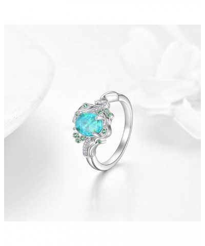 Opal Rings for Women Sterling Silver Rearl Opal Engagement Ring Phoenix Jewelry Gift for Girls $22.41 Rings