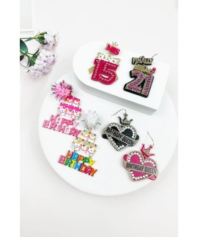 Birthday inspired Earrings – Rhinestone, Fashion, Cute, Colorful, Glitter Birthday Queen/Black $11.40 Earrings