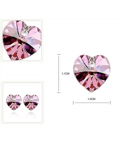 Heart Shaped Swarovski Element Crystal Stud Earrings Fashion Jewelry for Women Hot Pink $9.17 Earrings