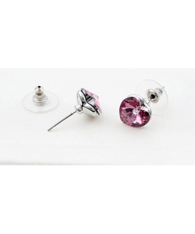 Heart Shaped Swarovski Element Crystal Stud Earrings Fashion Jewelry for Women Hot Pink $9.17 Earrings