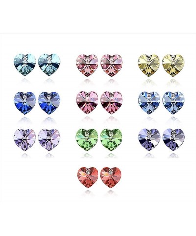 Heart Shaped Swarovski Element Crystal Stud Earrings Fashion Jewelry for Women Hot Pink $9.17 Earrings