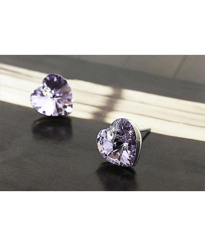 Heart Shaped Swarovski Element Crystal Stud Earrings Fashion Jewelry for Women Hot Pink $9.17 Earrings