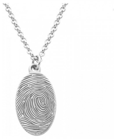 Personalized Memorial Fingerprint Heart Necklace : Engraved Name Customized Letters Actual Fingerprint Oval Pendant Necklace ...