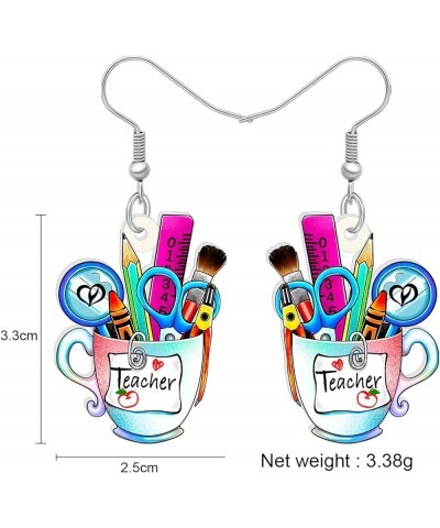 Acrylic Fun School Crayon Teacher Earrings Dangle Pencil Pen Teacher Appreciation Gifts for Women Girls Kids Back To School J...