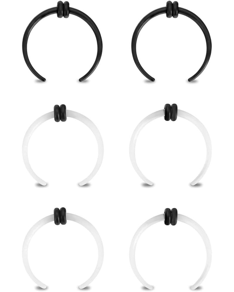 Acrylic Pincher Tapers 16G Septum Ring C Shape Buffalo Septum Stretching Kit Nose Rings Piercing Jewelry with Black O-Rings 3...