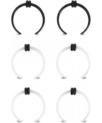 Acrylic Pincher Tapers 16G Septum Ring C Shape Buffalo Septum Stretching Kit Nose Rings Piercing Jewelry with Black O-Rings 3...