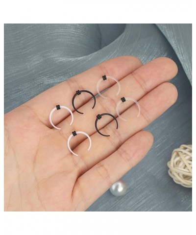 Acrylic Pincher Tapers 16G Septum Ring C Shape Buffalo Septum Stretching Kit Nose Rings Piercing Jewelry with Black O-Rings 3...