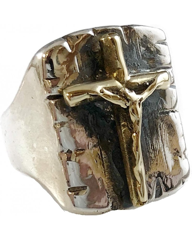 Crucified Jesus Christ Brass & Solid Sterling Silver 925 Ring by Ezi Zino $46.00 Rings