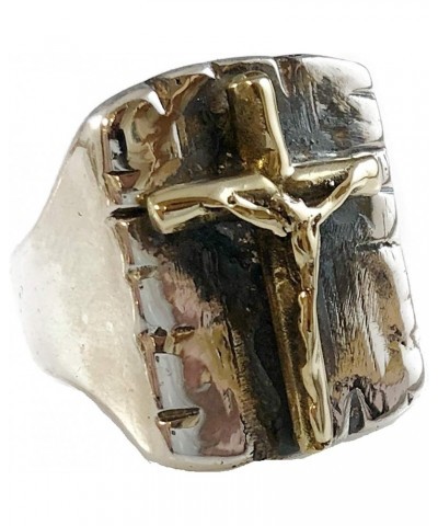 Crucified Jesus Christ Brass & Solid Sterling Silver 925 Ring by Ezi Zino $46.00 Rings