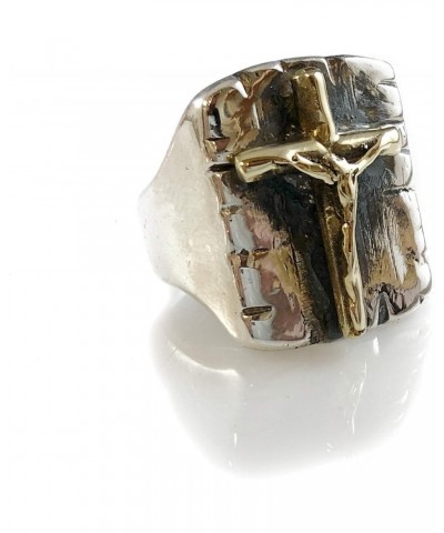 Crucified Jesus Christ Brass & Solid Sterling Silver 925 Ring by Ezi Zino $46.00 Rings