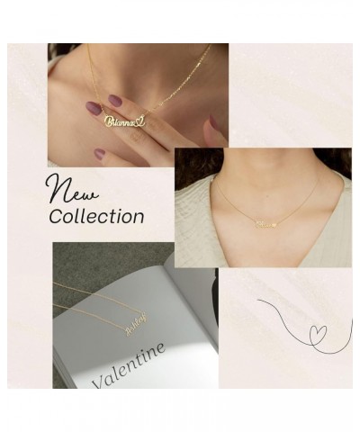 Custom Name Necklace Engraved Gold Plated Personalized Sterling Silver Heart Crown Pendant Gift for Women Girls *A Heart Name...